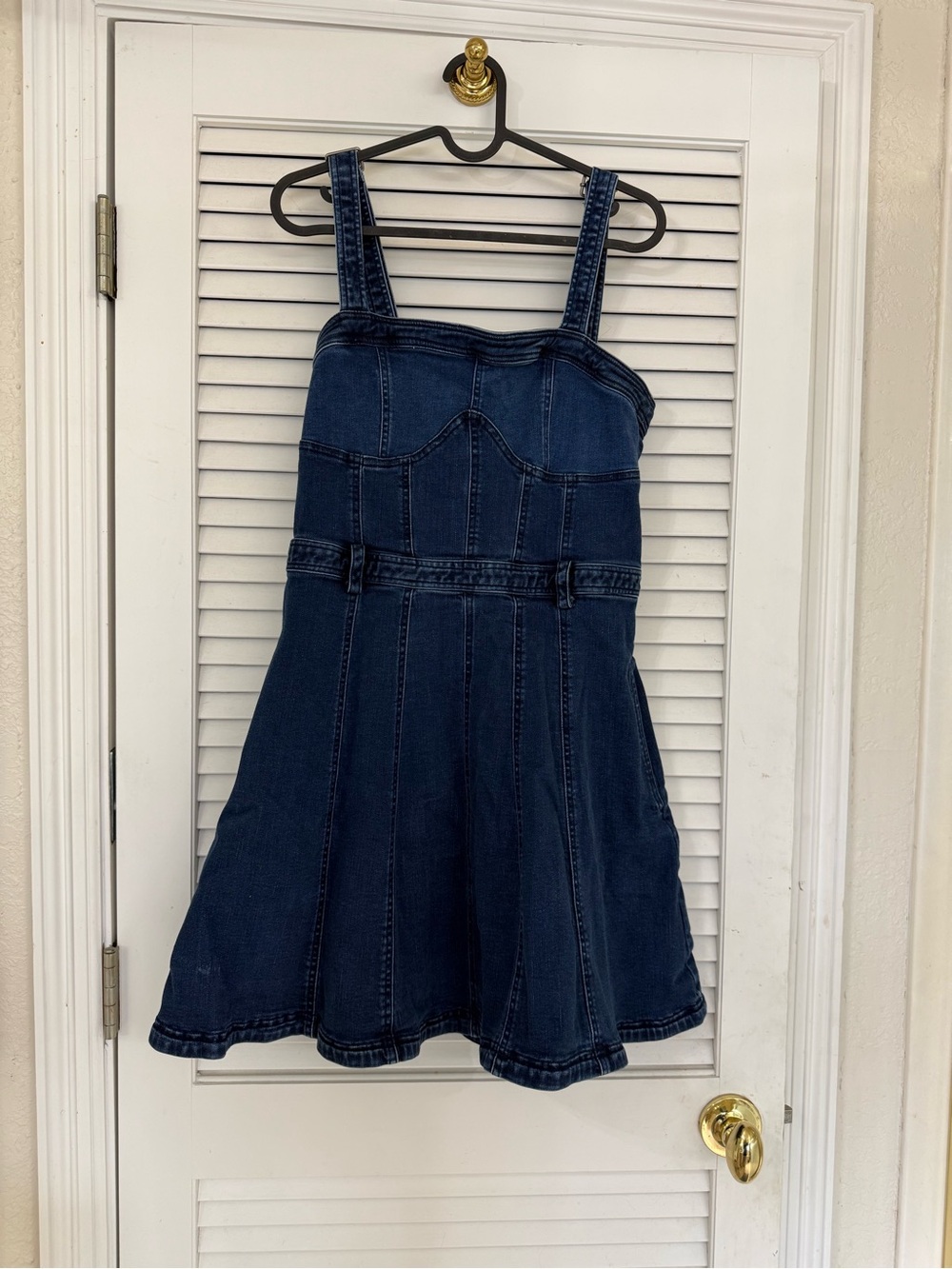 Free People Dark Blue Denim Pinafore Dress